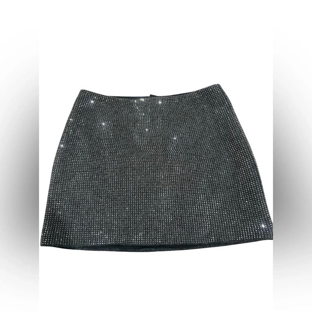 Elegant Black/Dark Grey Studded Mini Skirt Size PS